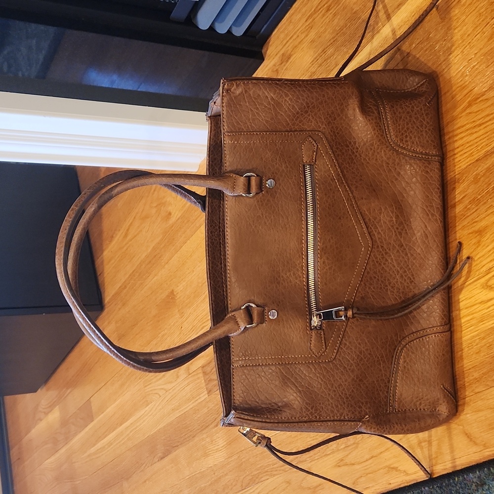 Brown (dark camel/rusty brown) peppled structured satchel